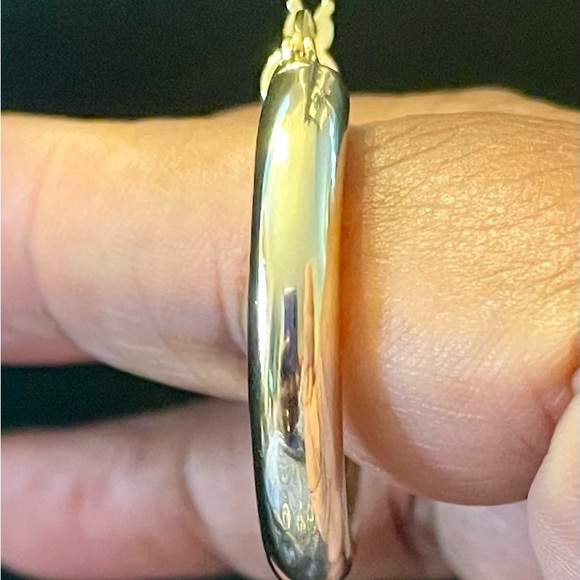 HSN Bellezza Bronze Gold tone Polish Tube Click Top Gold Hoop Earrings. 925 post - Picture 6 of 7